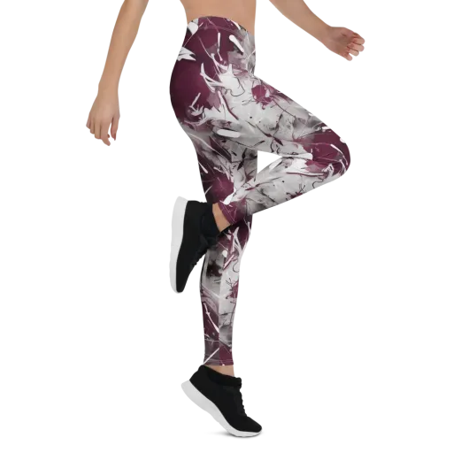 Burgundy Static on a Leggings