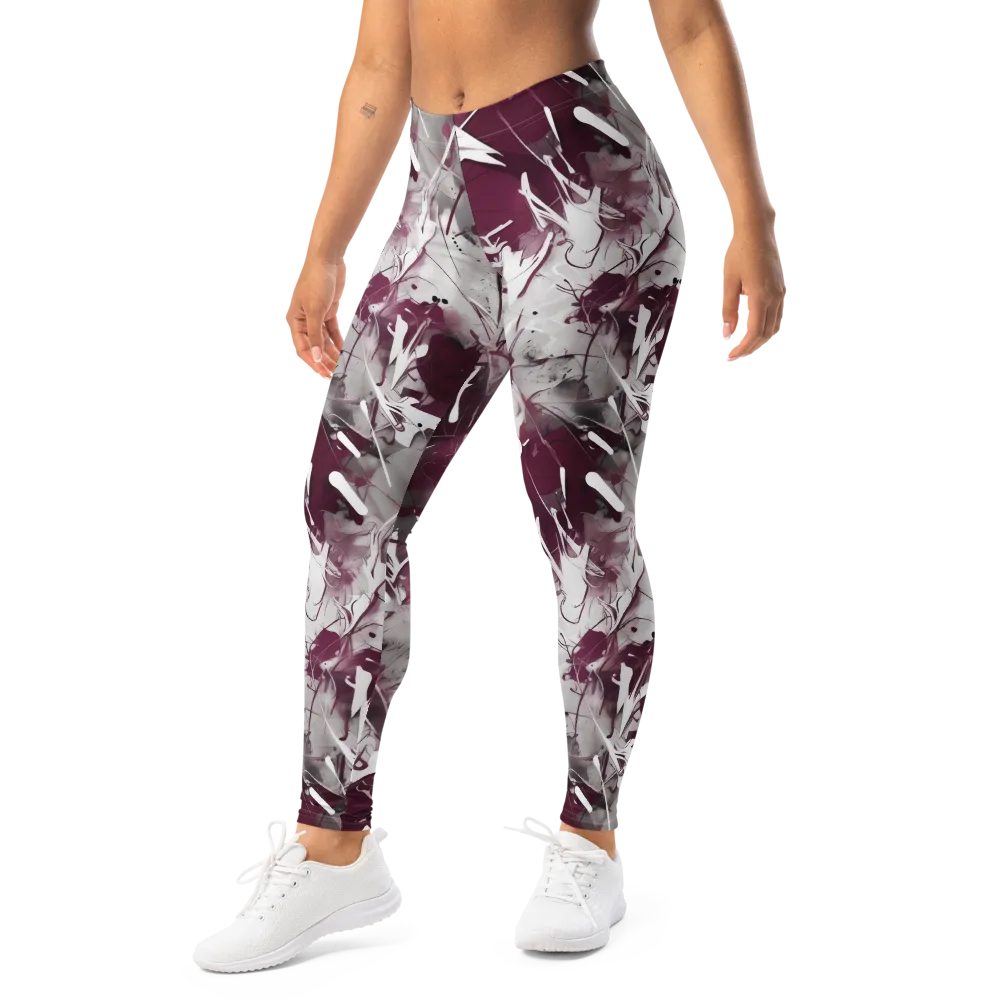 Burgundy Static on Leggings — Left Front