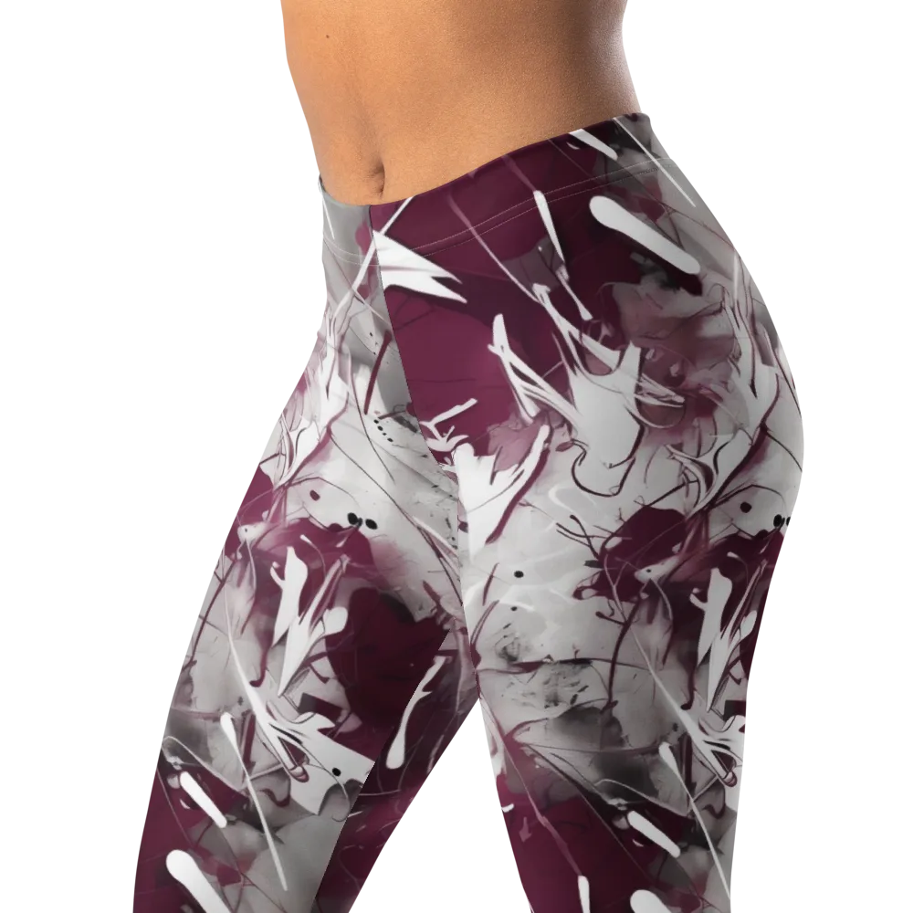 Burgundy Static on Leggings — Left Front