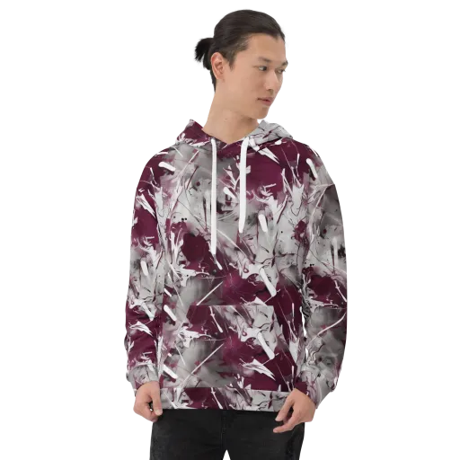 Burgundy Static on a Hoodie