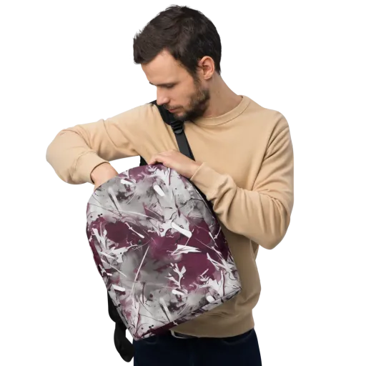 Burgundy Static on a Minimalist Backpack