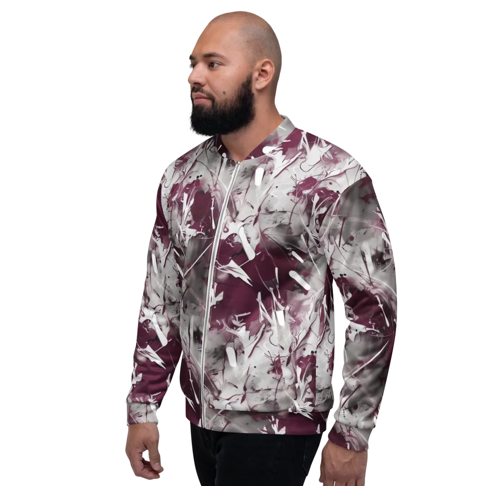Burgundy Static on Bomber Jacket — Left