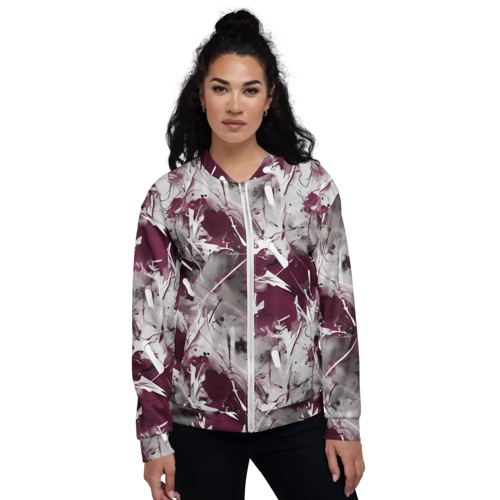 Burgundy Static on Bomber Jacket — Front
