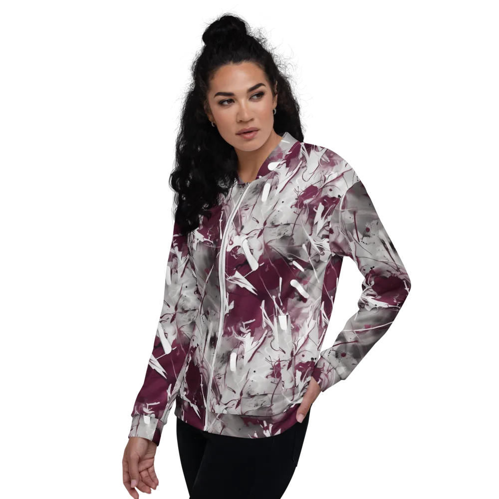 Burgundy Static on Bomber Jacket — Left