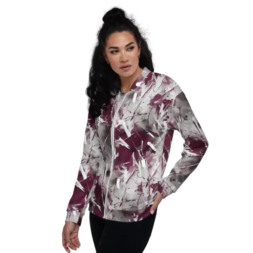 Burgundy Static on a Bomber Jacket