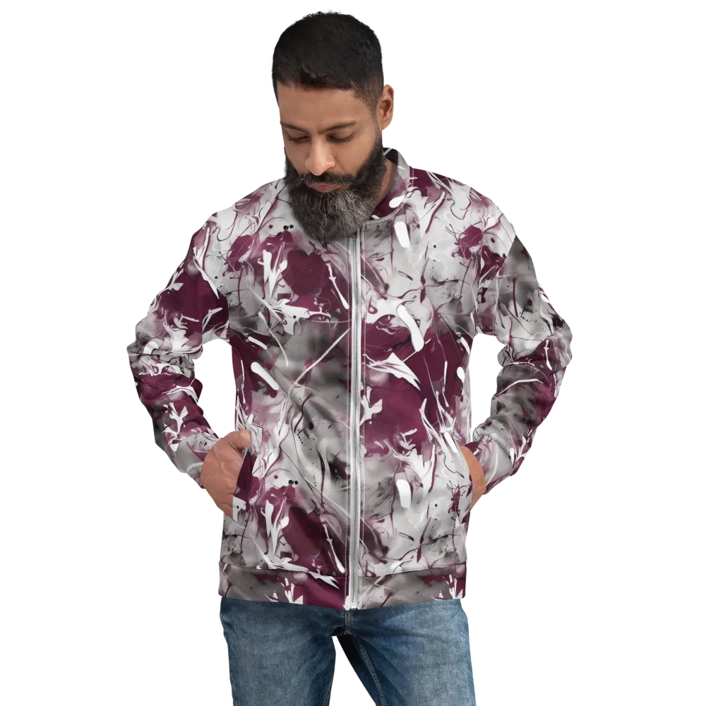 Burgundy Static on Bomber Jacket — Front