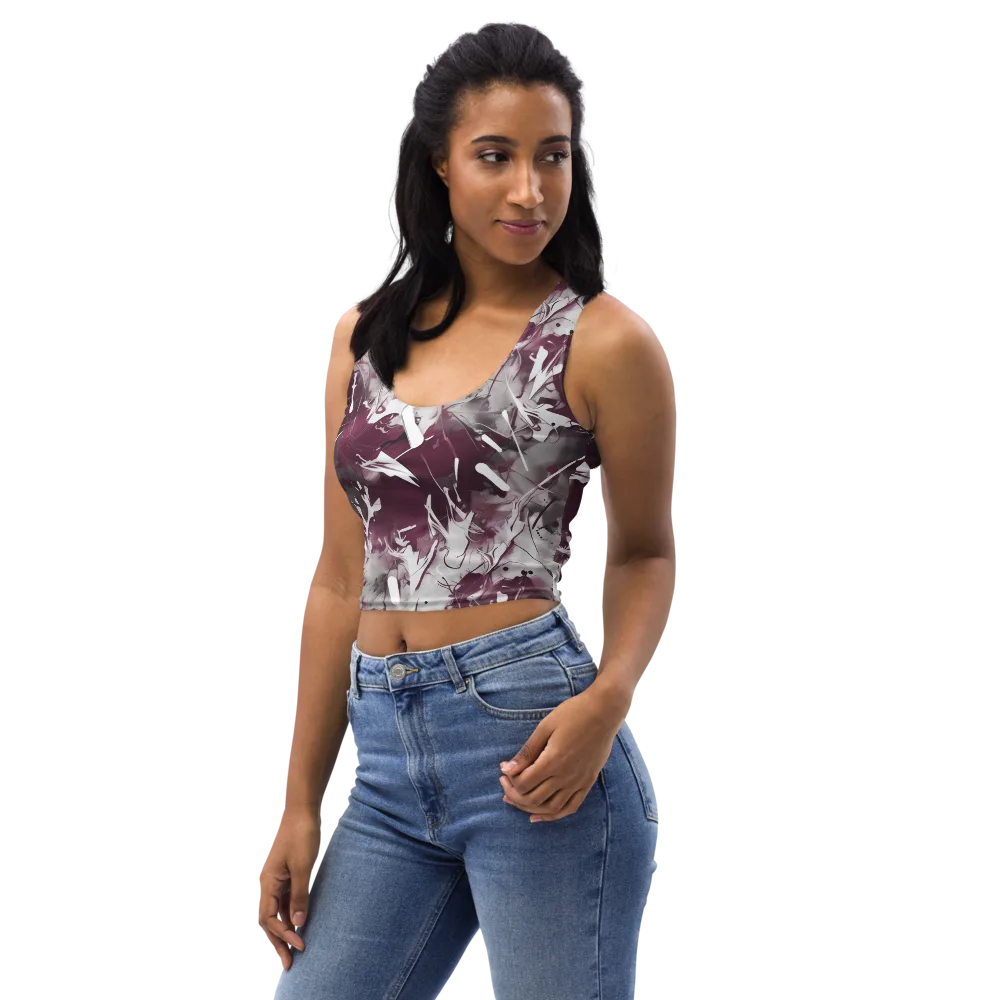 Burgundy Static on Crop Top — Left Front