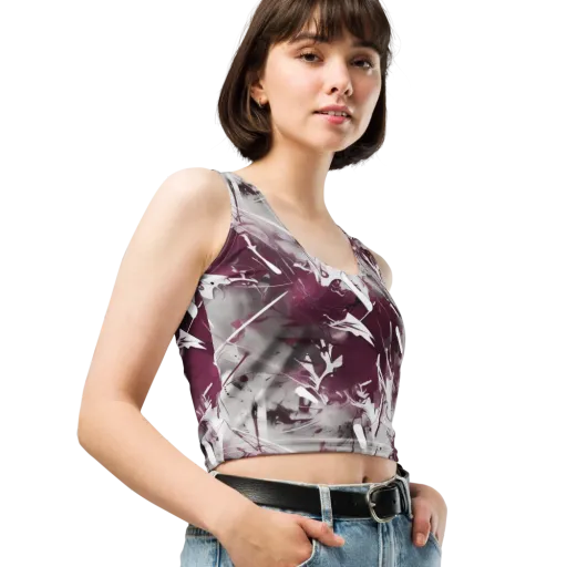 Burgundy Static on a Crop Top