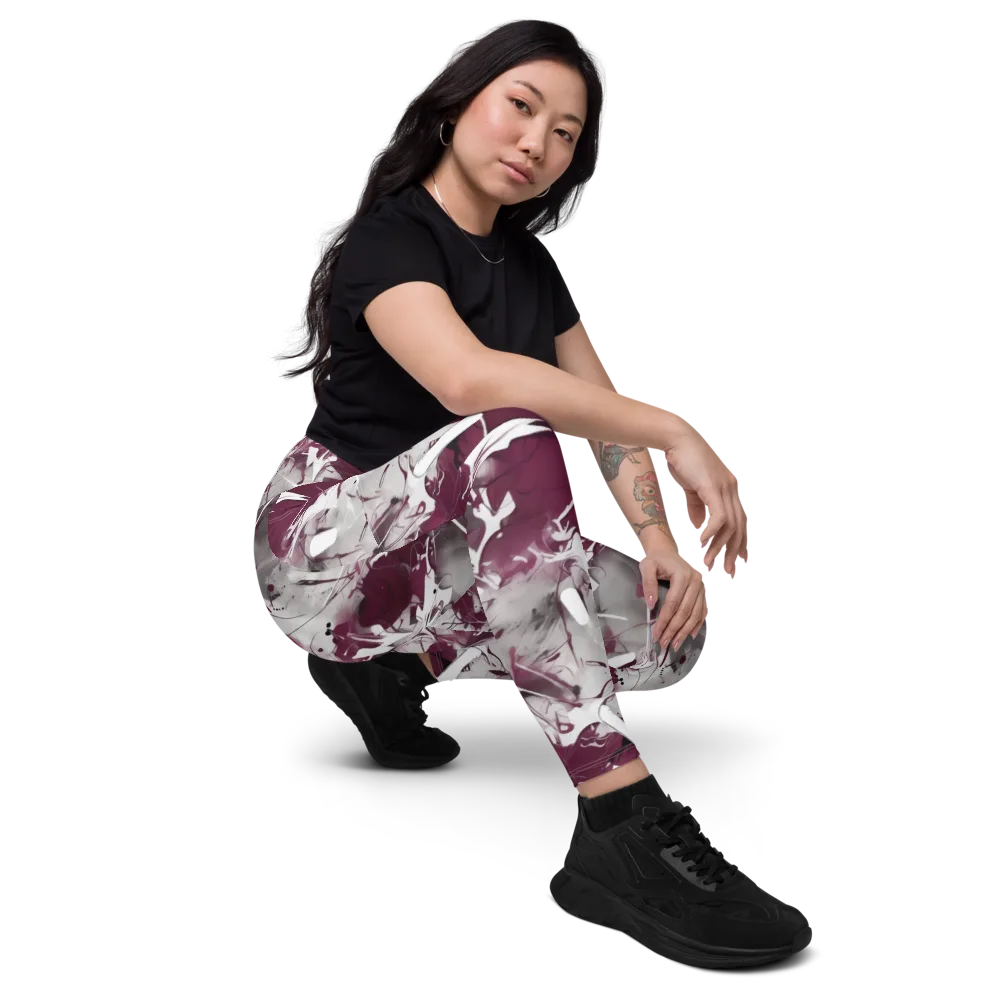 Burgundy Static on Leggings with Pockets — Right Front