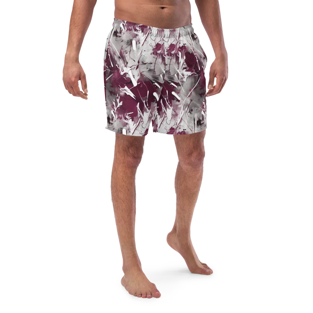Burgundy Static on Swim Trunks — Front