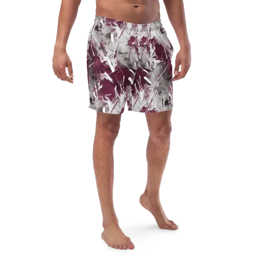 Burgundy Static on a Swim Trunks
