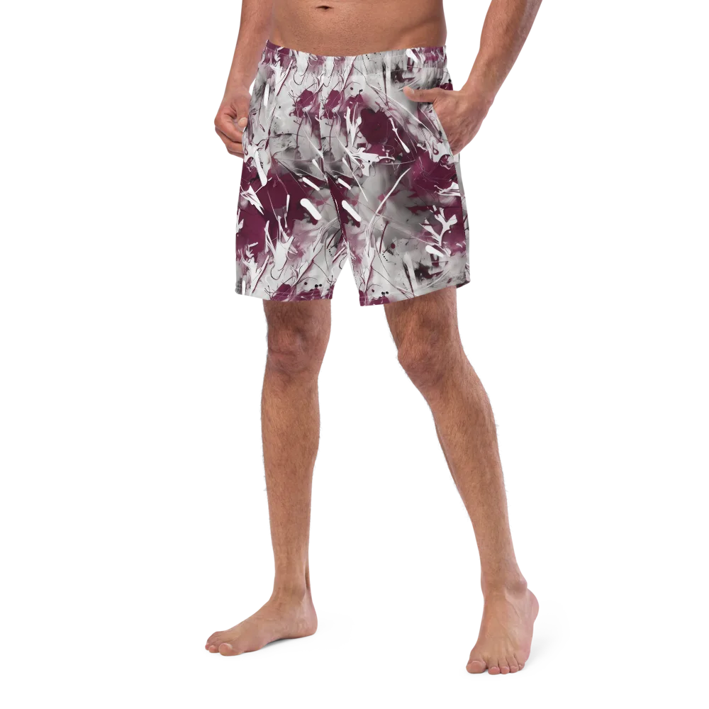 Burgundy Static on Swim Trunks — Left Front