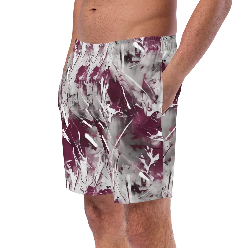 Burgundy Static on Swim Trunks — Left Front