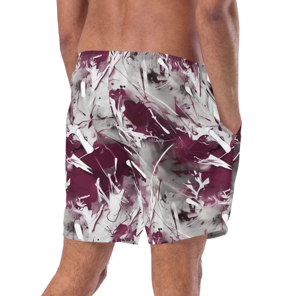 Burgundy Static on Swim Trunks — Right Back