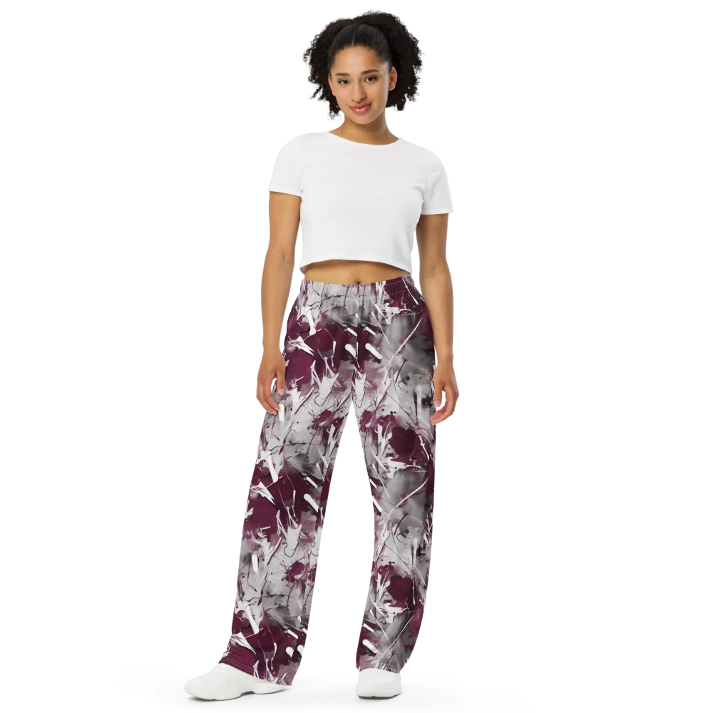Burgundy Static on Wide-Leg Pants — Front