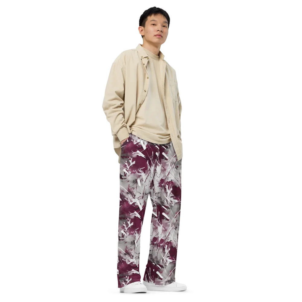 Burgundy Static on Wide-Leg Pants — Right Front