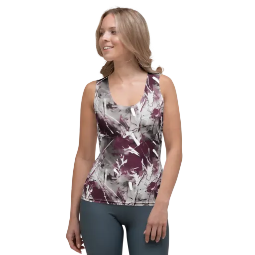 Burgundy Static on a Women's Tank Top