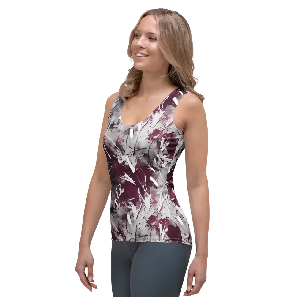 Burgundy Static on Women's Tank Top — Left Front