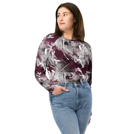 Burgundy Static on a Long Sleeve Crop Top
