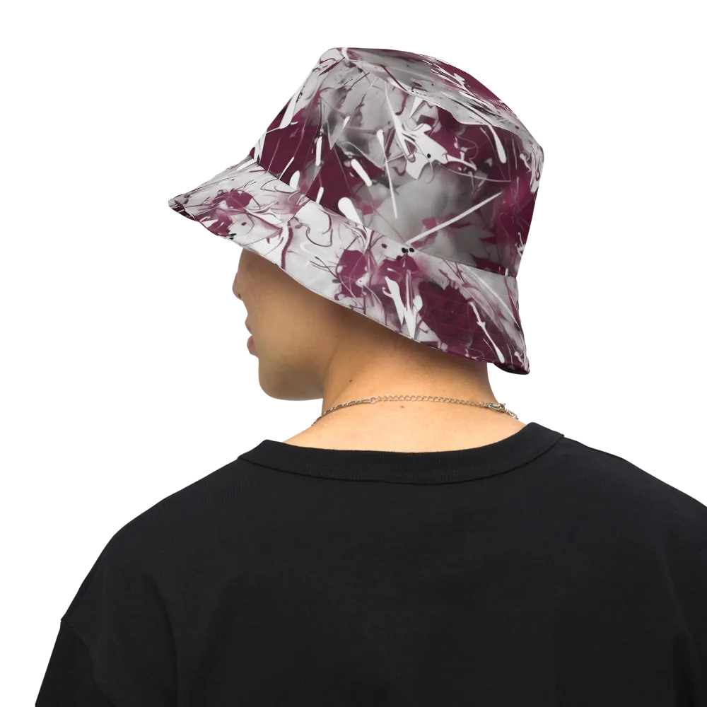 Burgundy Static on Reversible Bucket Hat — Back Inside