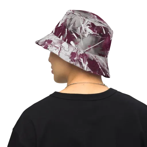 Burgundy Static on a Reversible Bucket Hat