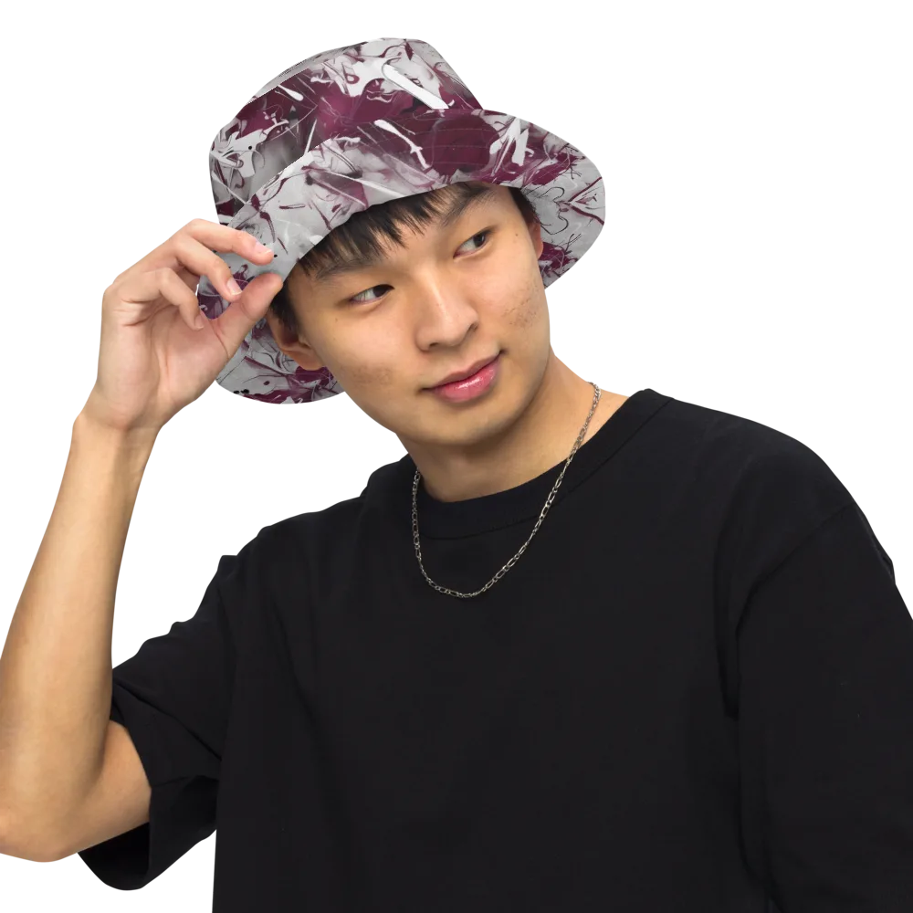 Burgundy Static on Reversible Bucket Hat — Front Inside