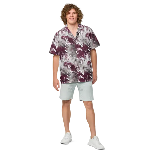Burgundy Static on a Button Shirt