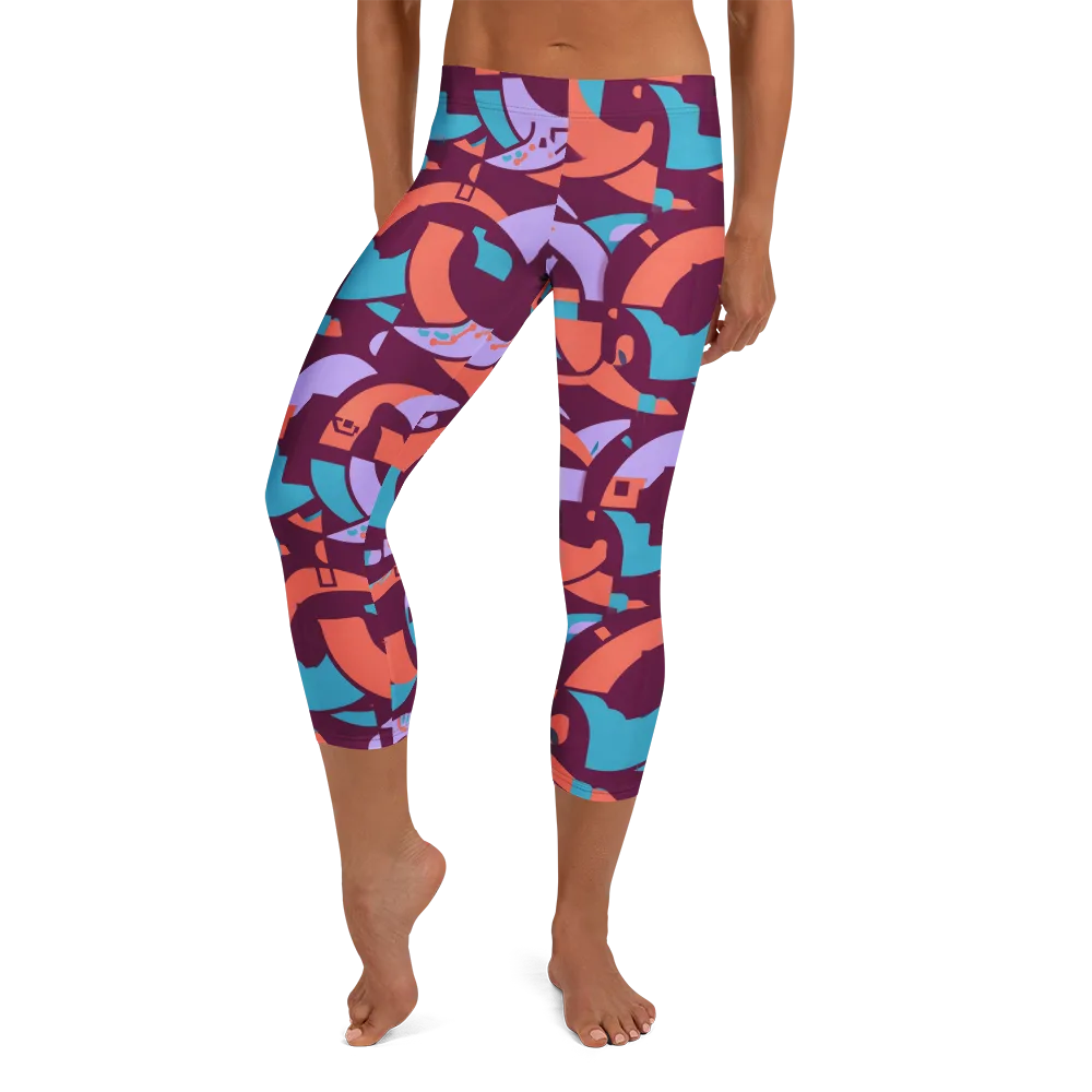 Electric Nouveau on Capri Leggings — Front