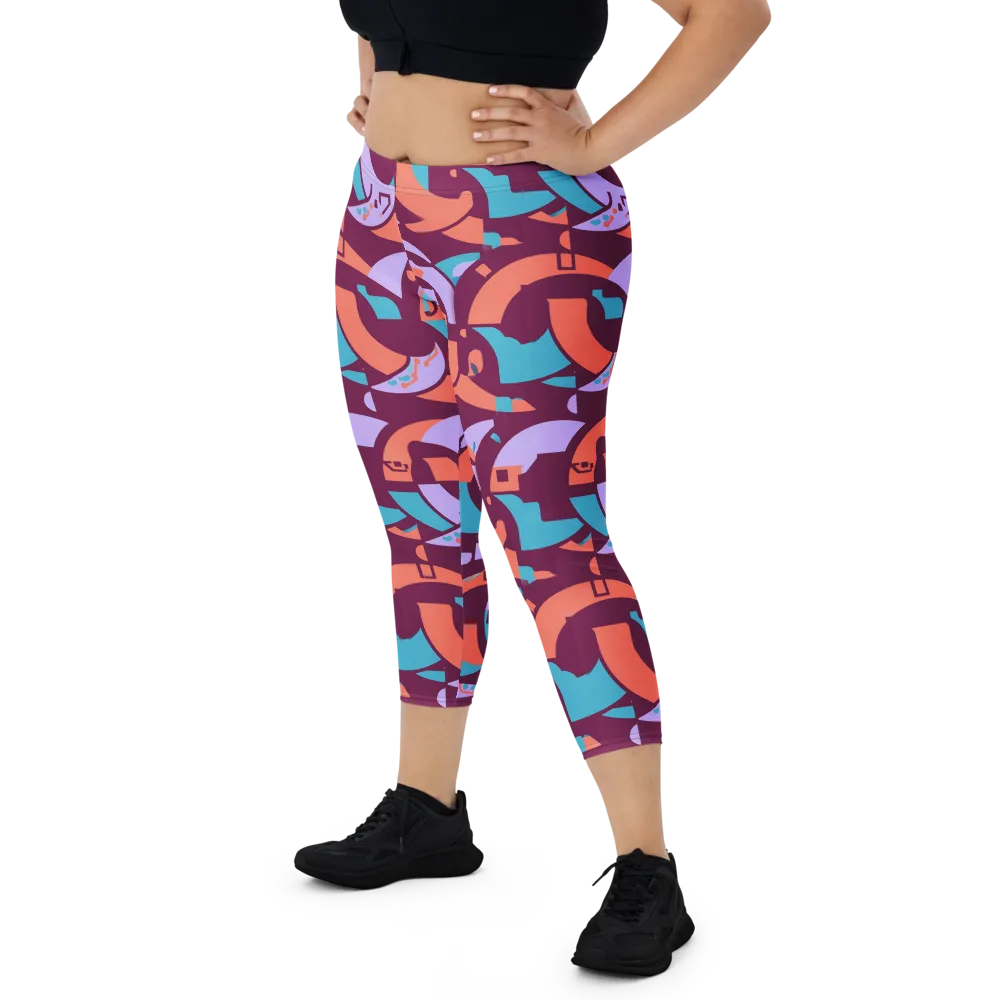 Electric Nouveau on Capri Leggings — Front