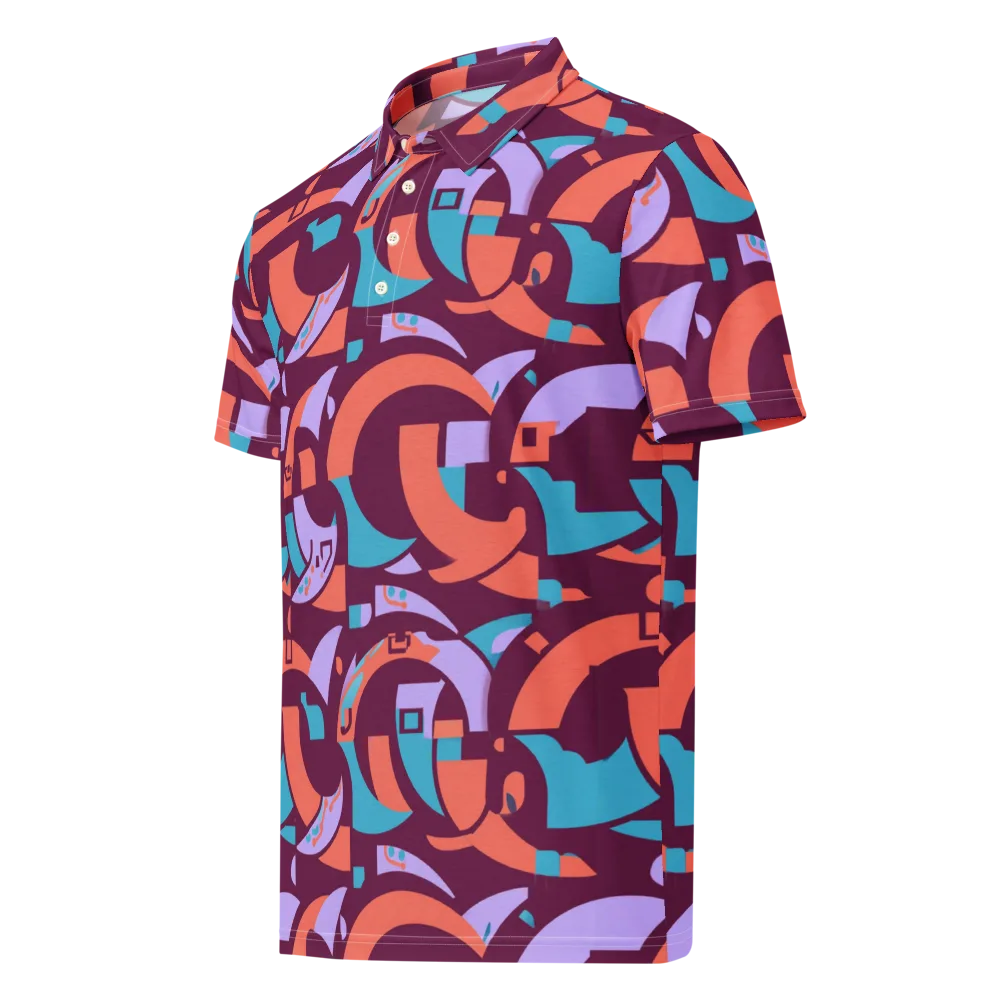 Electric Nouveau on Men's Slim Fit Polo Shirt — Left Front