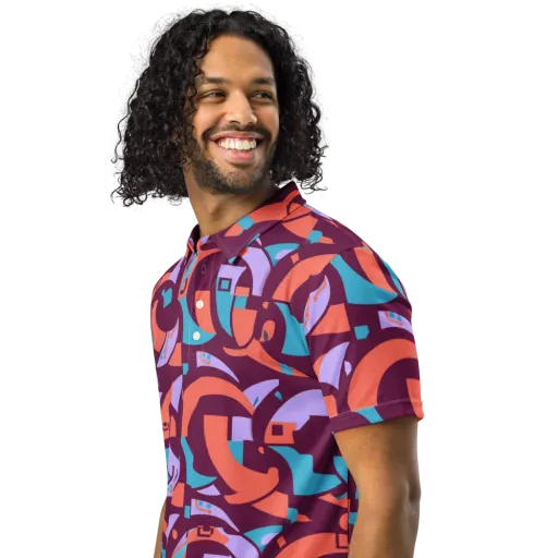 Electric Nouveau on a Men's Slim Fit Polo Shirt
