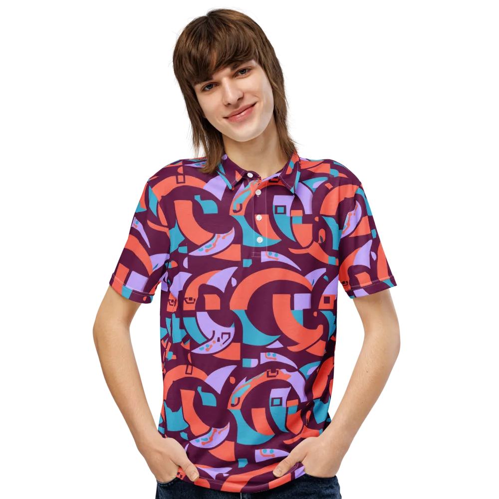 Electric Nouveau on Men's Slim Fit Polo Shirt — Front