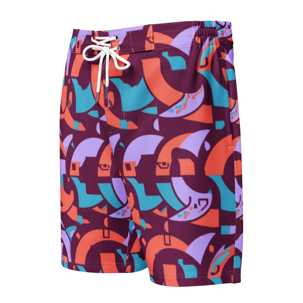 Electric Nouveau on Men's Board Shorts — Front