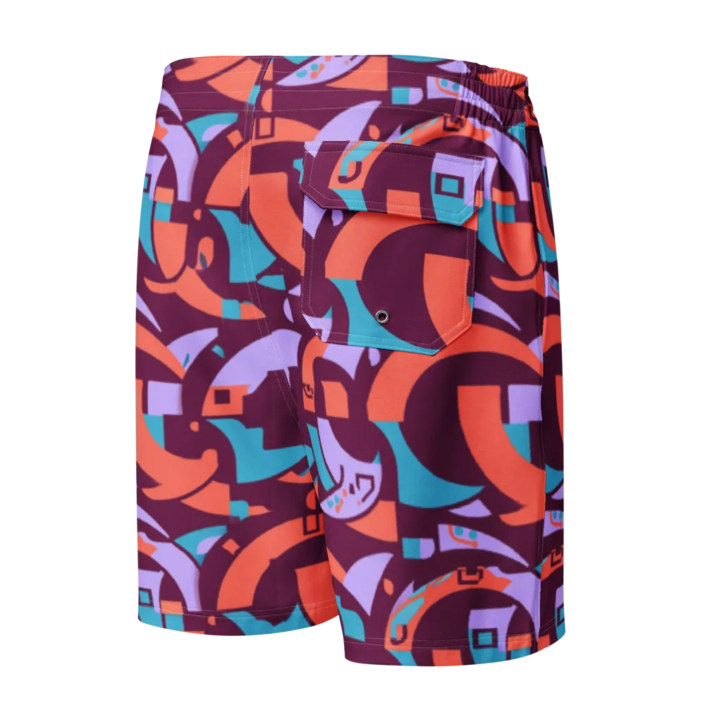 Electric Nouveau on Men's Board Shorts — Back
