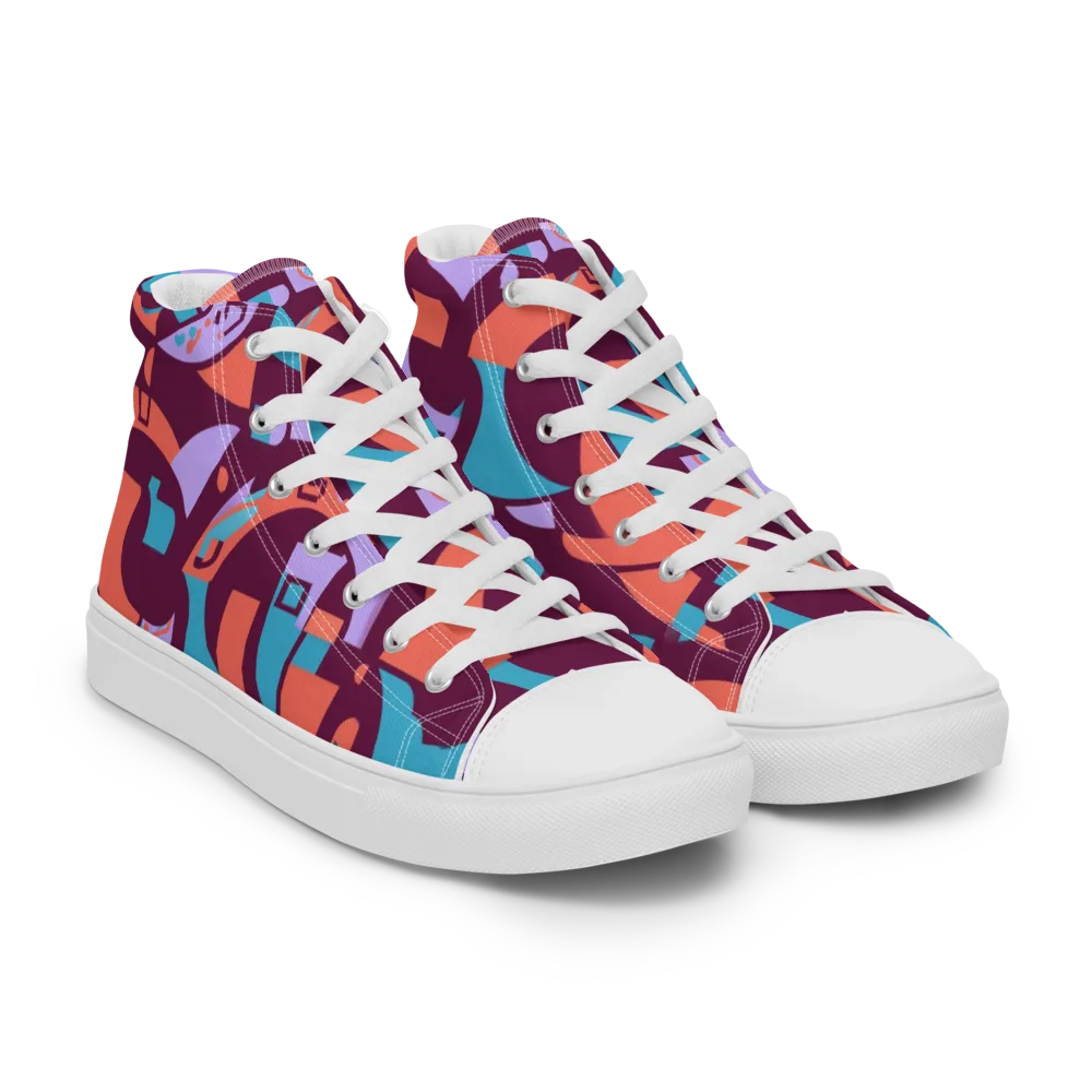 Electric Nouveau on Men's High Top Canvas Shoes — Right Front