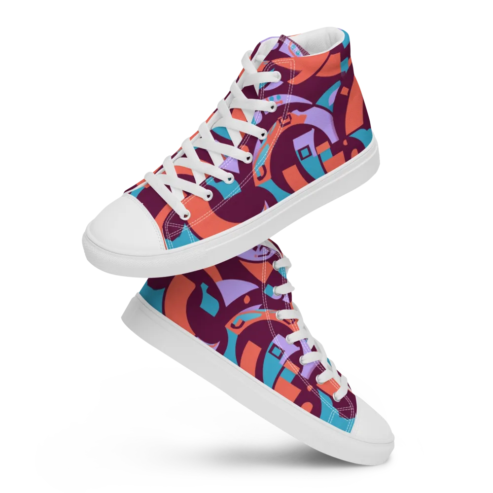 Electric Nouveau on Men's High Top Canvas Shoes — Front