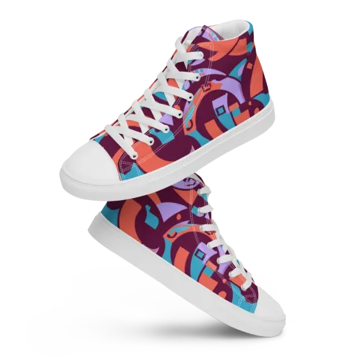 Electric Nouveau on a Men's High Top Canvas Shoes