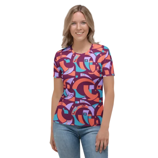 Electric Nouveau on a Women's Crew Neck T-Shirt