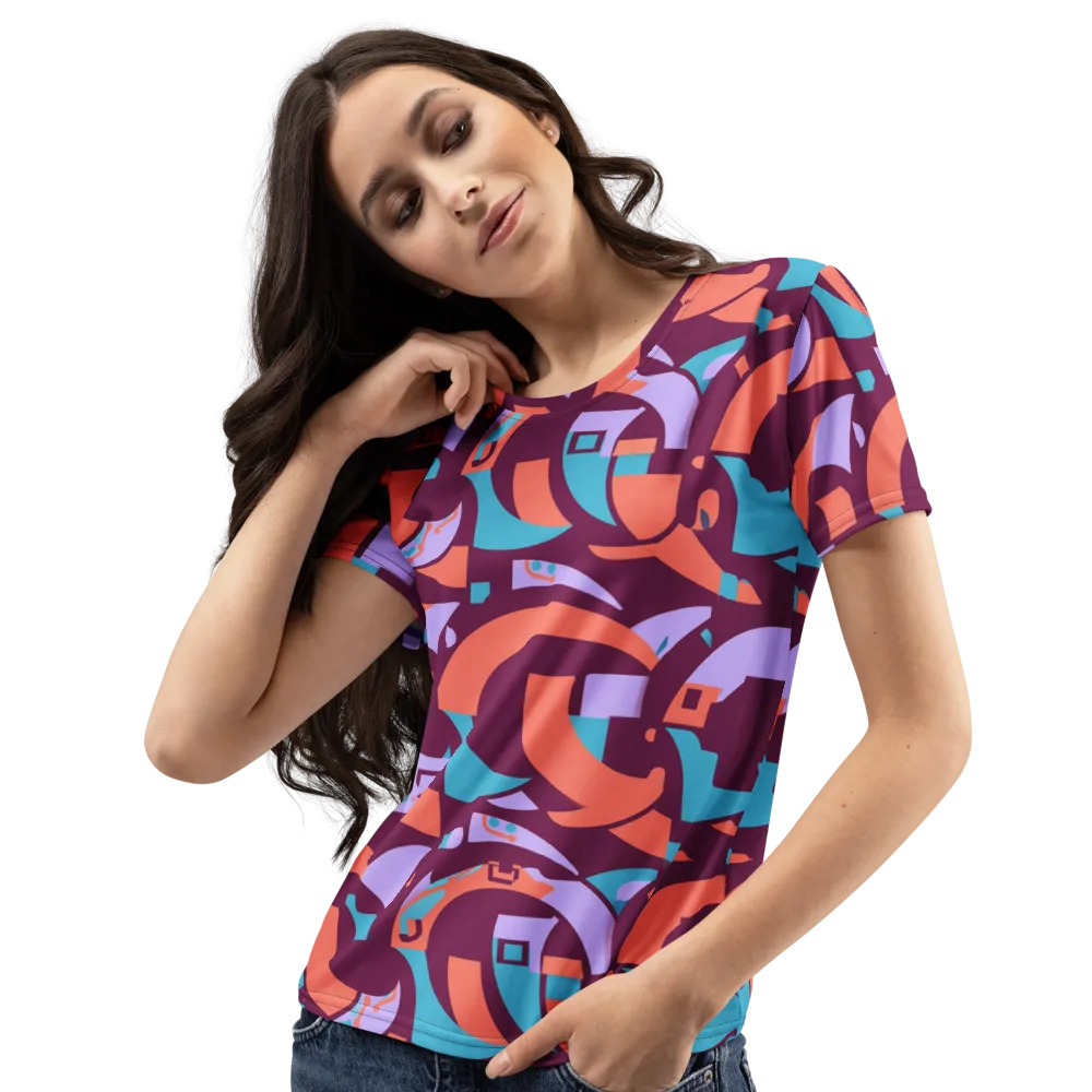Electric Nouveau on Women's Crew Neck T-Shirt — Left Front