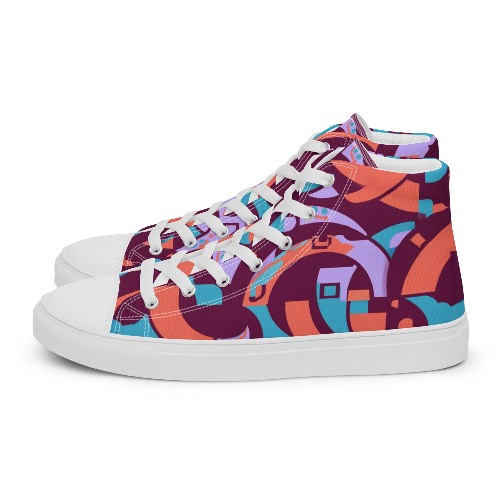 Electric Nouveau on Women's High Top Canvas Shoes — Left