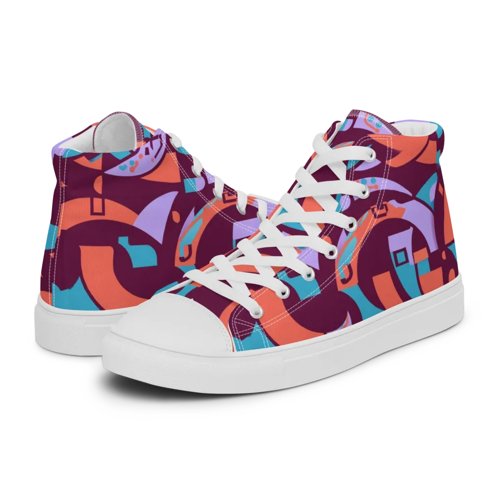 Electric Nouveau on Women's High Top Canvas Shoes — Left