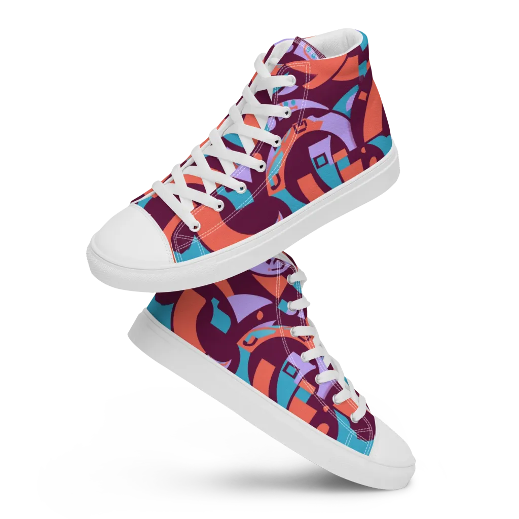 Electric Nouveau on Women's High Top Canvas Shoes — Front