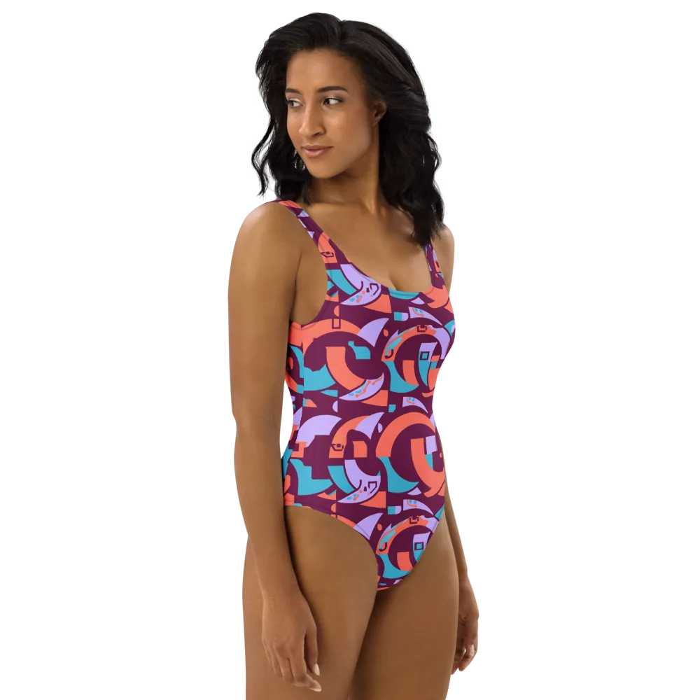 Electric Nouveau on One-Piece Swimsuit — Right