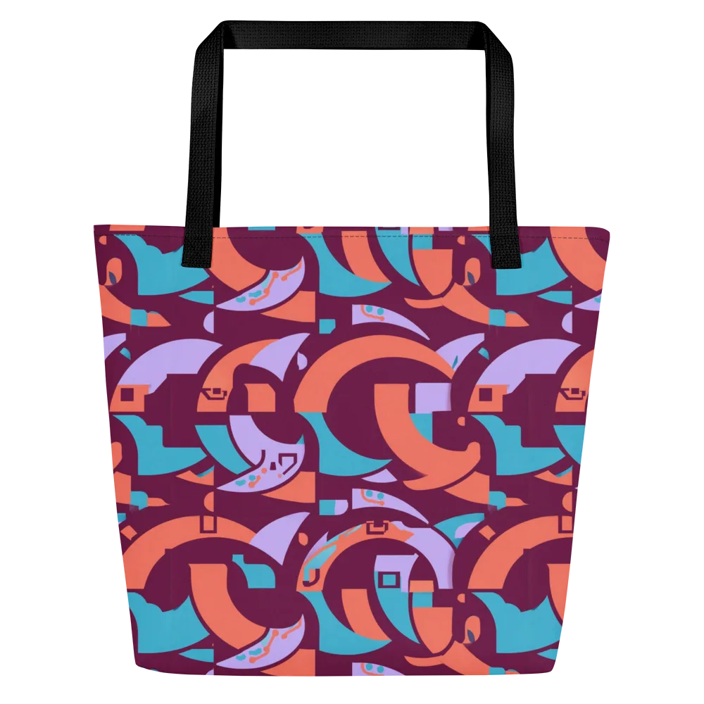 Electric Nouveau on Large Tote Bag W/ Pocket — Front