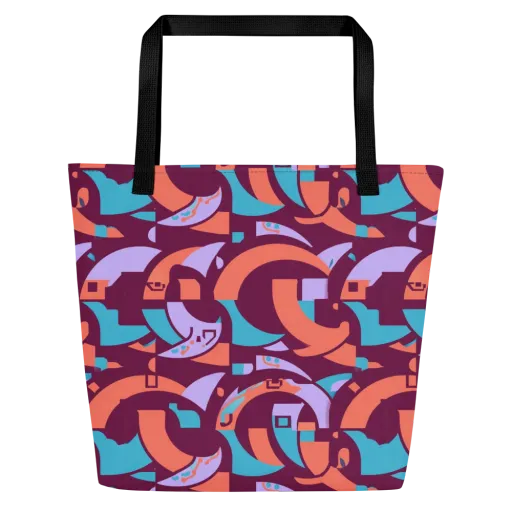 Electric Nouveau on a Large Tote Bag W/ Pocket