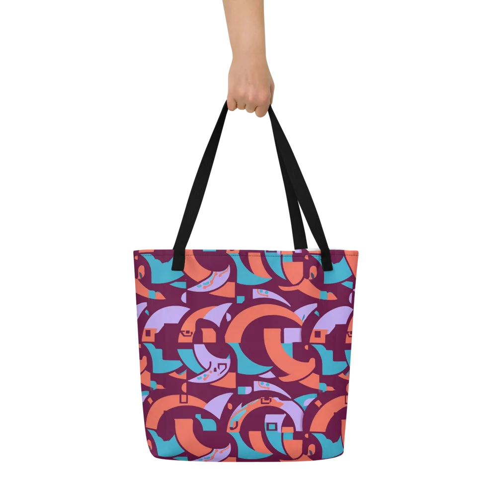 Electric Nouveau on Large Tote Bag W/ Pocket — Front