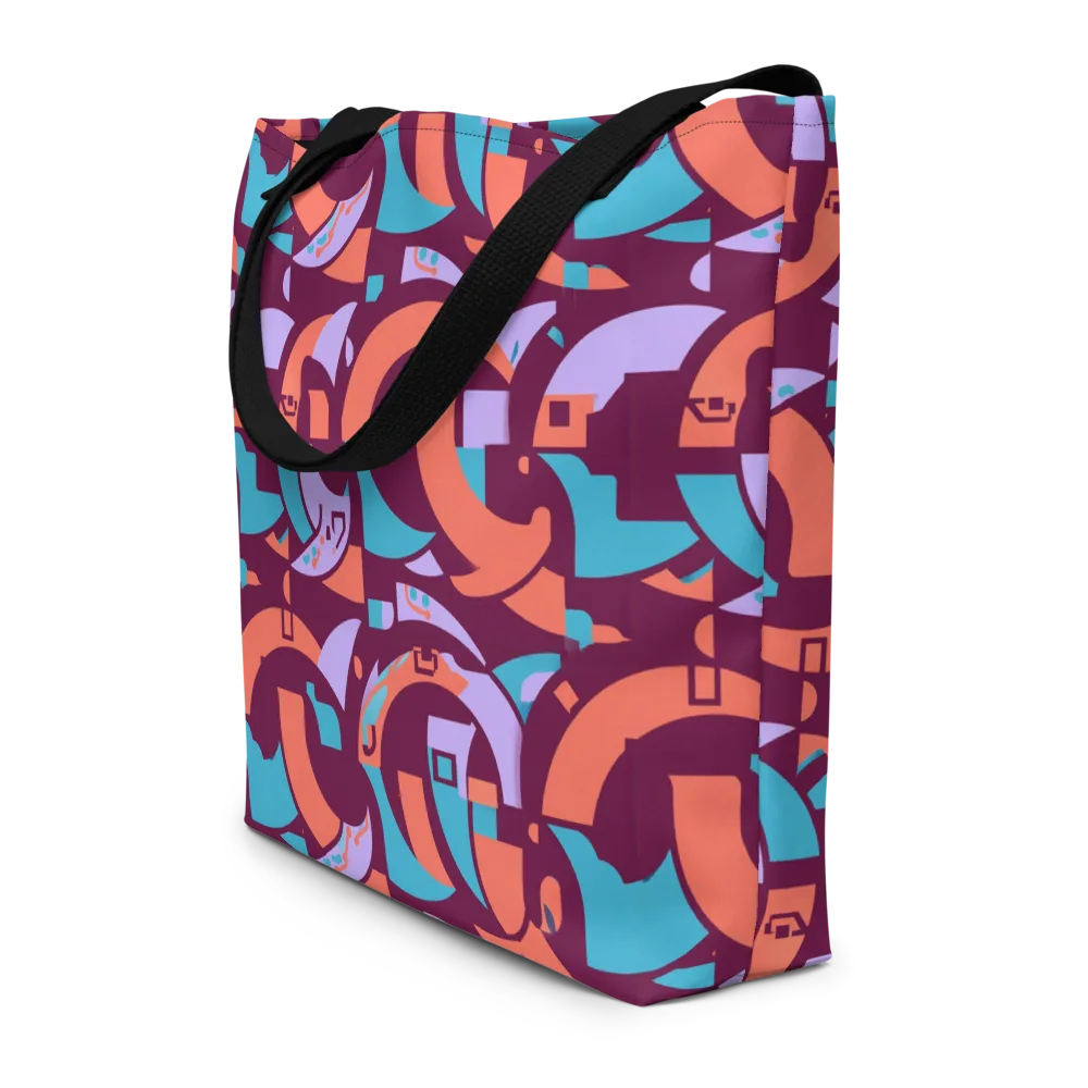 Electric Nouveau on Large Tote Bag W/ Pocket — Front