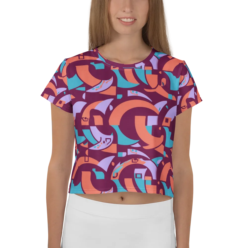 Electric Nouveau on Crop Tee — Front