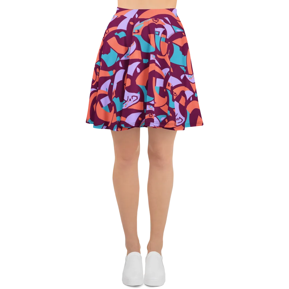 Electric Nouveau on Skater Skirt — Front