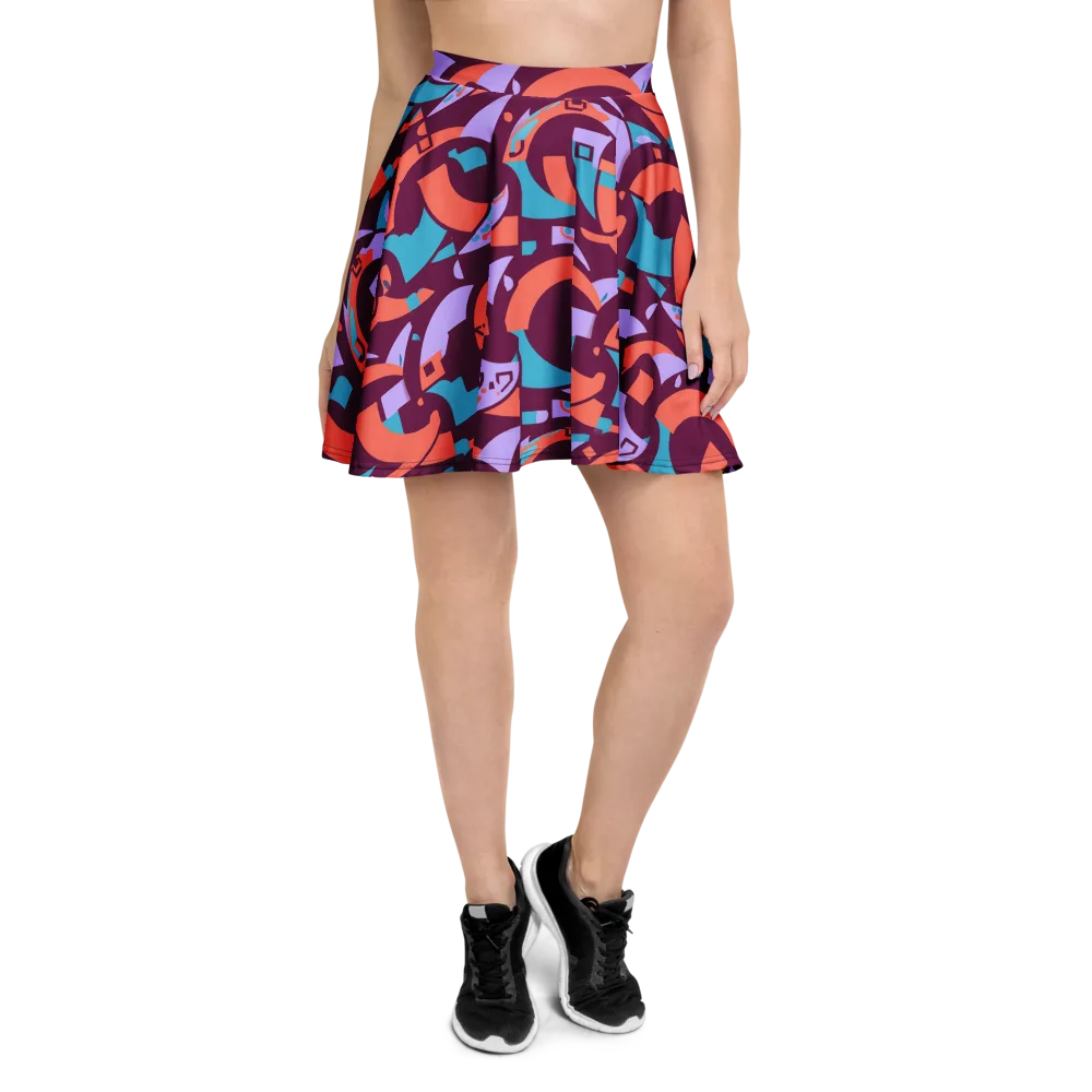 Electric Nouveau on Skater Skirt — Front